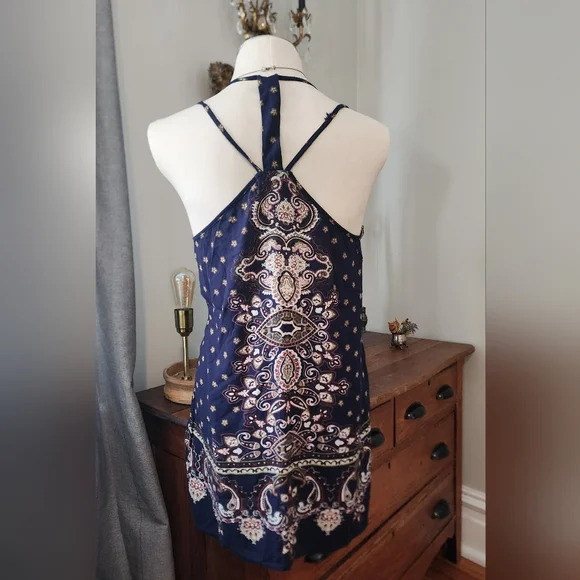 Navy print dress - Picture 2 of 7